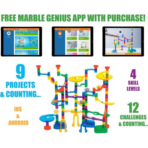  [아마존베스트]Marble Genius Marble Run Super Set - 100 Complete Pieces + Free Instruction App (85 Translucent Marbulous Pieces + 15 Glass Marbles)