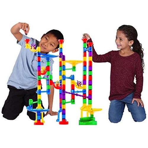  [아마존베스트]Marble Genius Marble Run Starter Set - 130 Complete Pieces + Free Instruction App (80 Translucent Marbulous Pieces + 50 Glass Marbles)