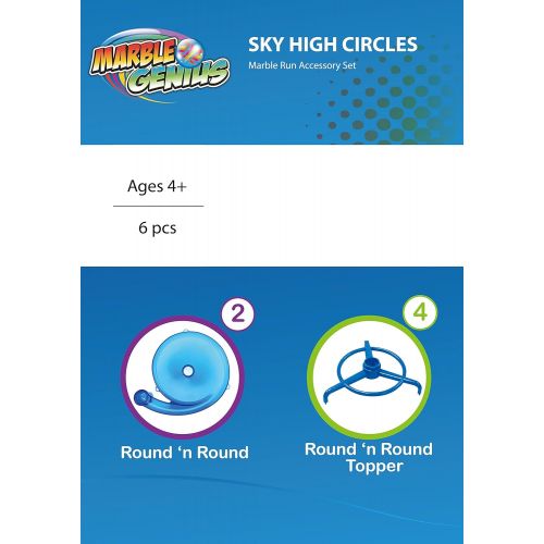  [아마존베스트]Marble Genius Sky High Circles - Marble Run Accessory Add-On Set (6 Pieces)