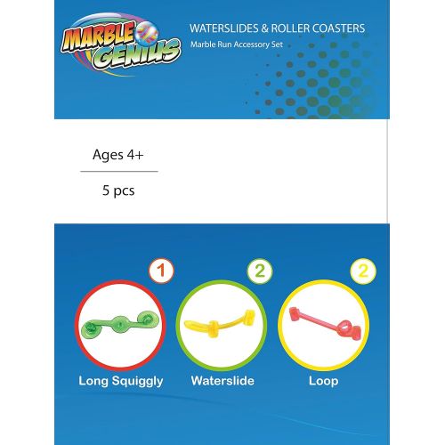  [아마존베스트]Marble Genius Waterslides & Roller Coasters - Marble Run Accessory Set (5 pcs.)