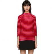 Marc Jacobs Red & Pink Striped Mock Neck Sweater
