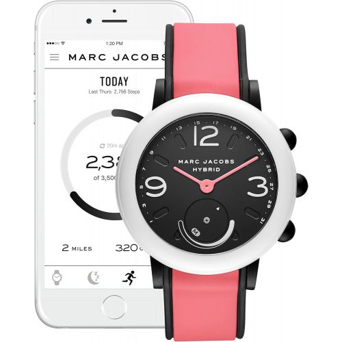 마크 제이콥스 Marc+Jacobs Marc Jacobs Womens Riley Aluminum and Rubber Hybrid Smartwatch, Color: Gold-Tone, Black (Model: MJT1001)