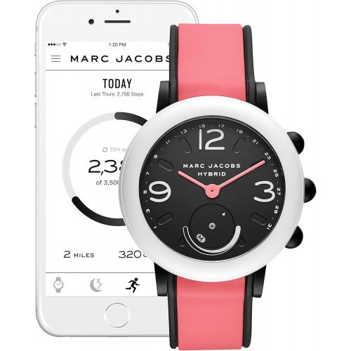 마크 제이콥스 Marc+Jacobs Marc Jacobs Womens Riley Aluminum and Rubber Hybrid Smartwatch, Color: Pink, Black (Model: MJT1003)