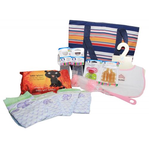  Marcer Deals 10 in 1 Baby Feeding Gift Set - Includes 2 Gerber Bottles, 6 Gerber Nipples, Diapers, Bib, Bottle Brush,...