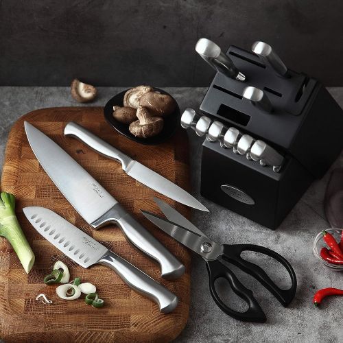  [아마존 핫딜] Marco Almond KYA28 Knife Set, 14 Pieces Japanese High Carbon Stainless Steel Cutlery Kitchen Knife Set with Hardwood Block, Hollow Handle Self Sharpening Knife Block Set, Black, Be