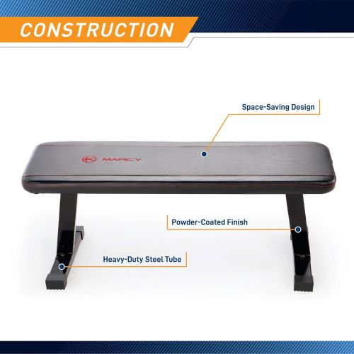 Marcy Flat Utility 600 lbs Capacity Weight Bench for Weight Training and Ab Exercises SB-315