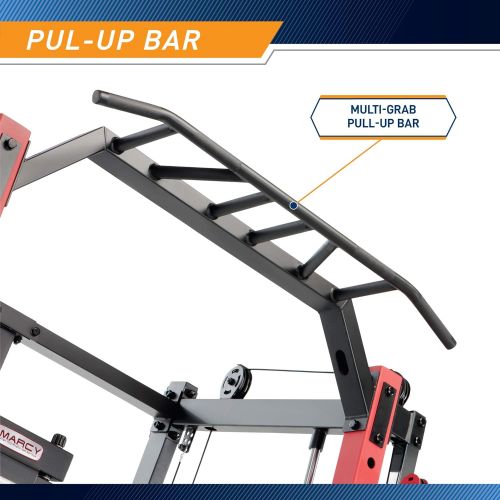  Marcy Smith Machine Cage System Home Gym Multifunction Rack, Customizable Training Station SM-4033, Red