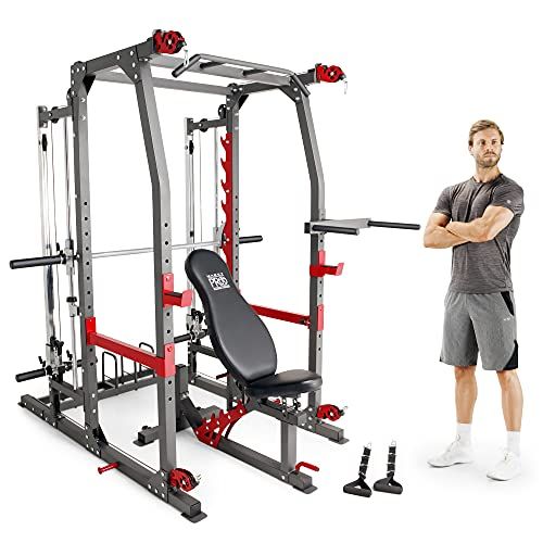  Marcy Smith Machine Weight Bench Home Gym Total Body Workout Training System SM-4903, black