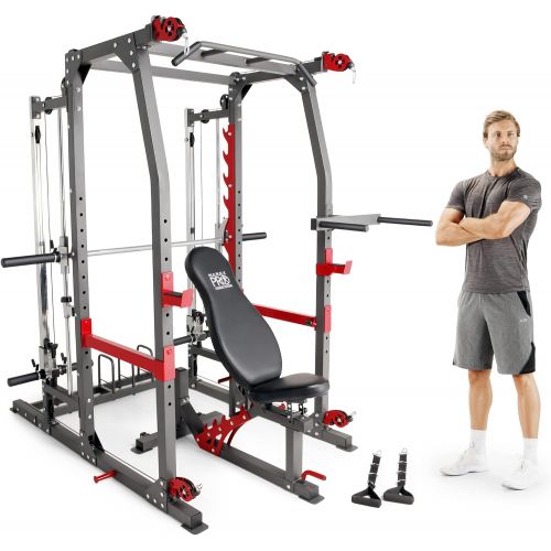  Marcy Smith Machine Weight Bench Home Gym Total Body Workout Training System SM-4903, black