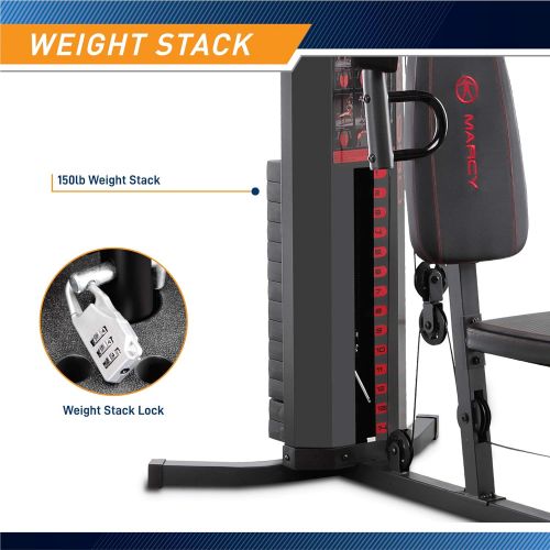  Marcy MWM-988 Multifunction Steel Home Gym 150lb Weight Stack Machine