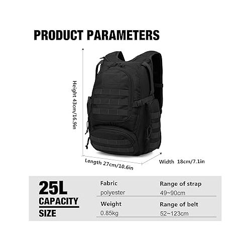  Mardingtop 25L Tactical Backpacks Molle Hiking daypacks for Camping Hiking Military Traveling Motorcycle