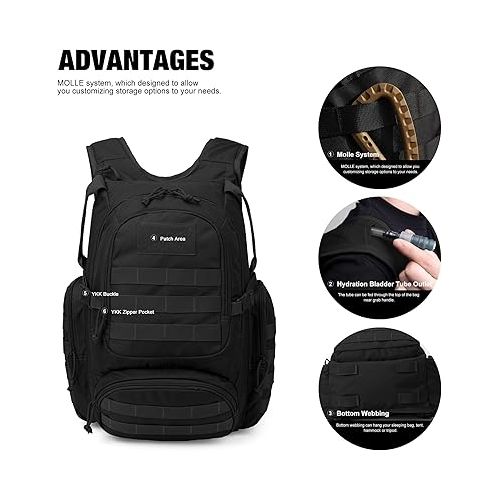  Mardingtop 25L Tactical Backpacks Molle Hiking daypacks for Camping Hiking Military Traveling Motorcycle