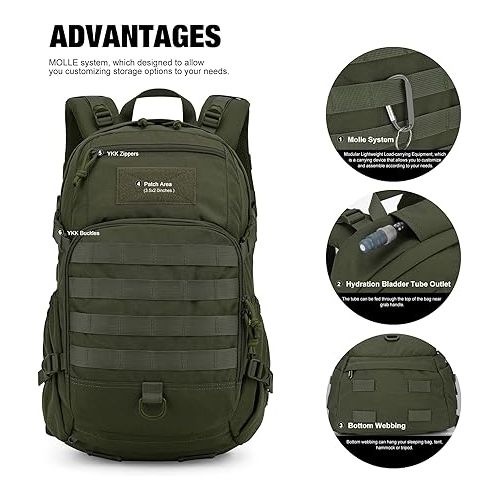  Mardingtop Small Tactical Backpack,Molle Hiking Backpack for Backpacking,Cycling and Biking,25L Backpack