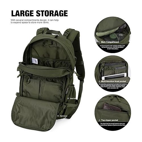  Mardingtop Small Tactical Backpack,Molle Hiking Backpack for Backpacking,Cycling and Biking,25L Backpack
