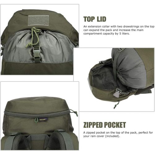  Mardingtop 65+10L65L Internal Frame Backpack Tactical Military Molle Rucksack for Camping Hiking Traveling with Rain Cover, YKK Zipper YKK Buckle