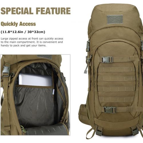  Mardingtop 65+10L65L Internal Frame Backpack Tactical Military Molle Rucksack for Camping Hiking Traveling with Rain Cover, YKK Zipper YKK Buckle