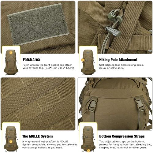  Mardingtop 65+10L65L Internal Frame Backpack Tactical Military Molle Rucksack for Camping Hiking Traveling with Rain Cover, YKK Zipper YKK Buckle