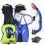 Mares Promate Spectrum Junior Snorkeling Combo Set with Kids Dive Mask, Dry Snorkel with Silicone Mouthpiece, Snorkeling Flippers with Adjustable Fin Straps, Mesh Gear Bag