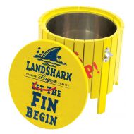 Margaritaville Landshark Beverage Wood Side Table with Hidden Cooler & Bottle Cap Opener - Fins Up