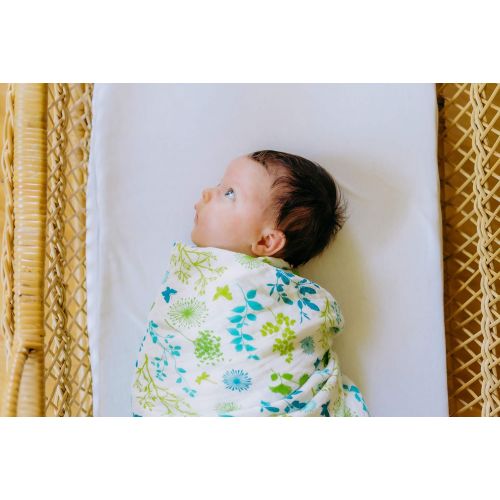  Organic Muslin Swaddle Blanket by Margaux & May - Dandelion & Meadow - 47 x 47 inch Ultra Soft Muslin Swaddle Blankets - Perfect Baby Shower Gift