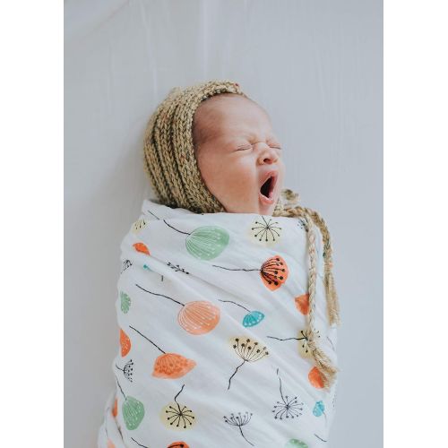  Organic Muslin Swaddle Blanket by Margaux & May - Dandelion & Meadow - 47 x 47 inch Ultra Soft Muslin Swaddle Blankets - Perfect Baby Shower Gift