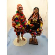 MariasMagicDollShop 15 Vintage Composition Peruvian Couple, Detailed Costume, Good Condition