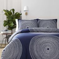 Marimekko 221437 Fokus Comforter Set, Navy, FullQueen