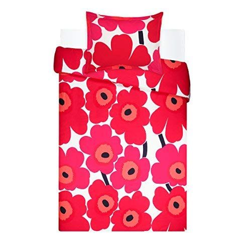  Marimekko 221454 Unikko Duvet Cover Set Red, Twin