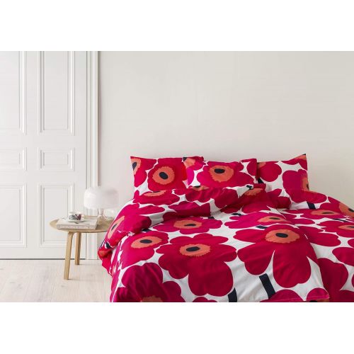  Marimekko 221454 Unikko Duvet Cover Set Red, Twin