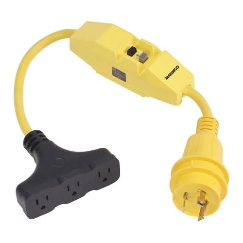 Marinco Dockside 30A to 15A Adapter with GFCI 30A Locking Plug to 15A Connector