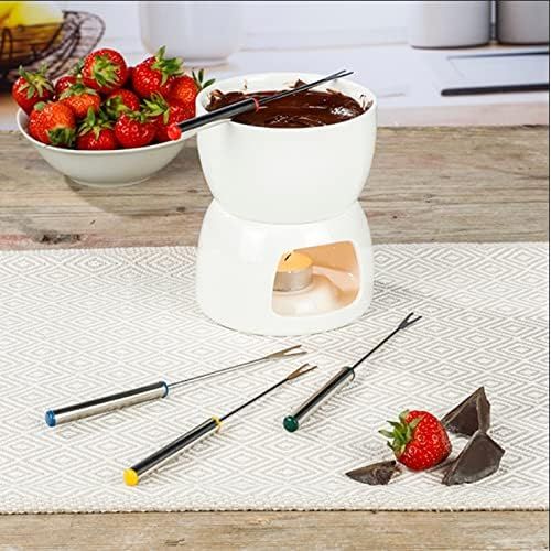  [아마존베스트]marion10020 Chocolate Fondue Set, Chocolate Fondue, for 4 People, Approx. 12 x 15 cm, Made of Ceramic, with 4 Fondue Forks