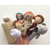 MarionnettesStore The little Red Riding Hood finger puppets dolls puppets to fingers in wool felt and fabric