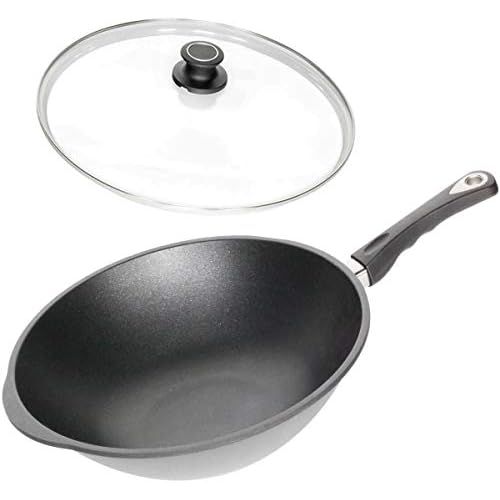  AMT Wok-Pfanne mit Deckel (Set) Aluguss antihaftbeschichtet Ø 36 cm Hoehe 11 cm - ohne Induktion