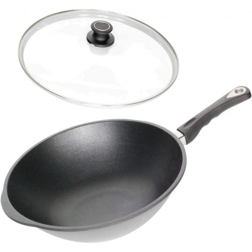  AMT Wok-Pfanne mit Deckel (Set) Aluguss antihaftbeschichtet Ø 36 cm Hoehe 11 cm - ohne Induktion