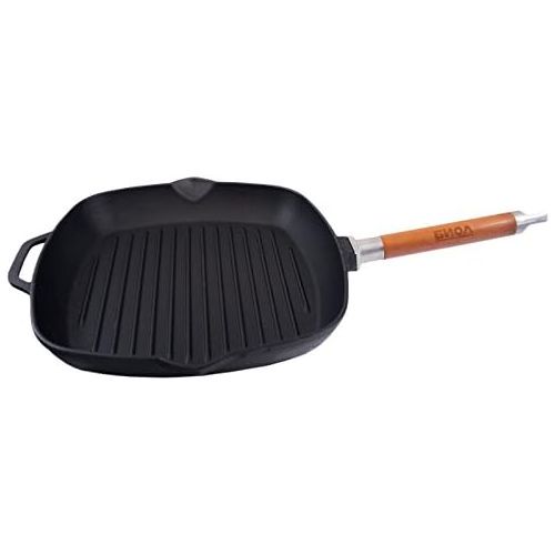  Marke: BIOL Grillpfanne Gusseisen Steakpfanne Bratpfanne Holzgriff abnehmbar 24 cm Induktion