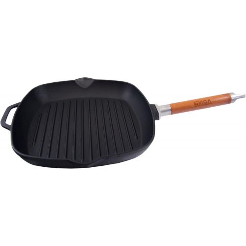  Marke: BIOL Grillpfanne Gusseisen Steakpfanne Bratpfanne Holzgriff abnehmbar 24 cm Induktion