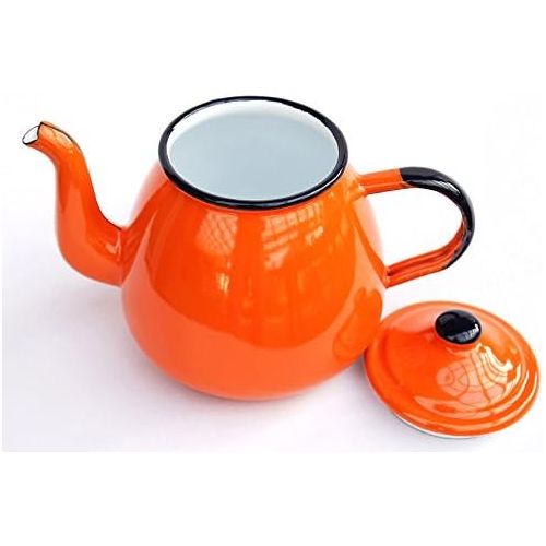  Marke: DanDiBo DanDiBo Teekanne 582AB 0,75 L Orange emailliert 14 cm Wasserkanne Kanne Kaffeekanne Emaille Nostalgie