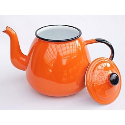  Marke: DanDiBo DanDiBo Teekanne 582AB 0,75 L Orange emailliert 14 cm Wasserkanne Kanne Kaffeekanne Emaille Nostalgie