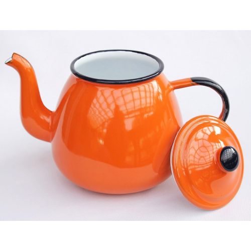  Marke: DanDiBo DanDiBo Teekanne 582AB 0,75 L Orange emailliert 14 cm Wasserkanne Kanne Kaffeekanne Emaille Nostalgie