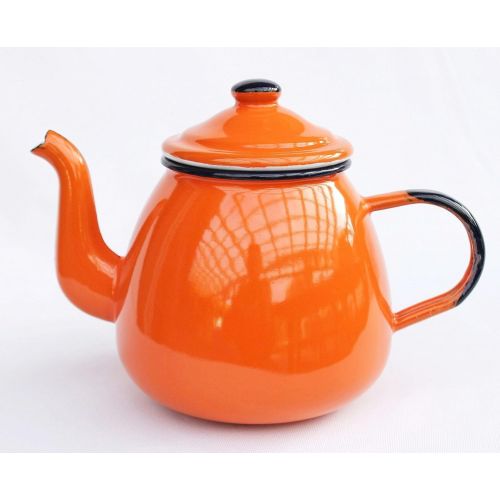  Marke: DanDiBo DanDiBo Teekanne 582AB 0,75 L Orange emailliert 14 cm Wasserkanne Kanne Kaffeekanne Emaille Nostalgie