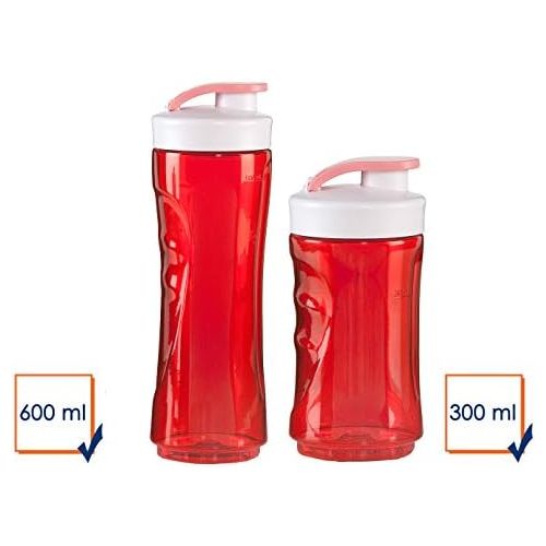  Marke: Domo DOMO 2er-Set Ersatzflaschen fuer Smoothie-Maker DO434BL, 300 und 600ml, rot; DO434BL-BG-BK