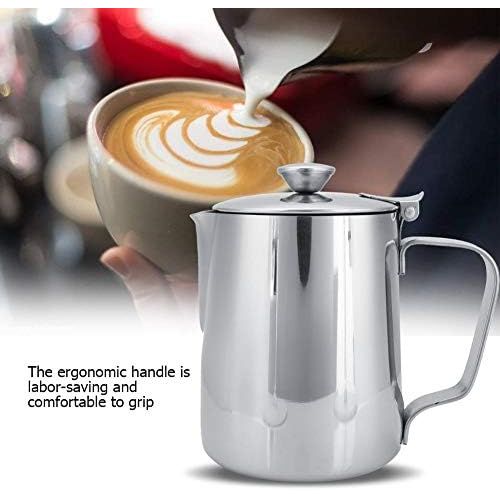  Marke: Eboxer Eboxer Edelstahl Kaffeetasse Becher Milch Aufschaumen Kanne mit Deckel fuer Latte Coffee Art. fuer Cafe,Restaurant,Haus usw.(350ml)