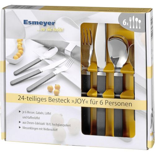  Marke: Esmeyer 24-teiliges Besteckset JOY aus Edelstahl 18/8, schwarz, besonders stabil. In einer Geschenkverpackung.