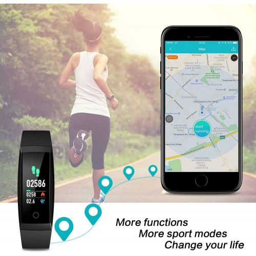  Marke: HETP HETP Fitness Armband mit Pulsmesser, Fitness Tracker Uhr Wasserdicht IP67 Blutdruckmesser Schrittzahler Uhr Stoppuhr Sport GPS Aktivitatstracker Schlafueberwachung Anruf SMS fuer Kin