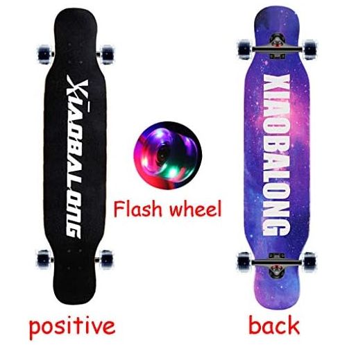  Marke: HYE-SPORT HYE-SPORT Skateboard Pro 42,1 Zoll X 9,7 Zoll Wide Deck Longboards Skateboard Kompletter Double Kick Trick Skateboard fuer Anfanger und Profis (Flash Wheel)