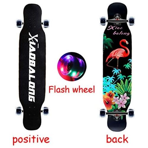  Marke: HYE-SPORT HYE-SPORT Skateboard Pro 42,1 Zoll Wide Deck Double Kick Deck Concave Skateboards fuer Anfanger und Profis 4 Clear Flash-PU-Rader (mehrere Stile)