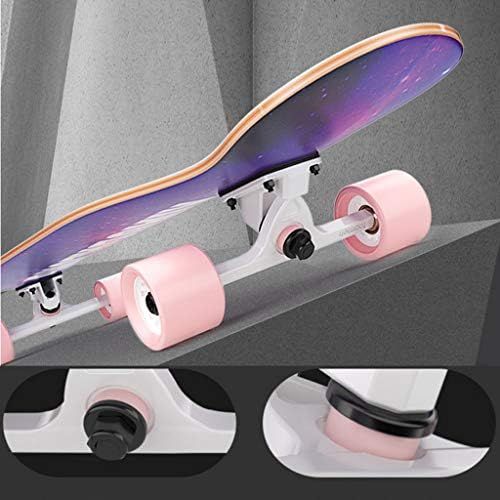  Marke: HYE-SPORT HYE-SPORT Skateboard Pro 42,1 Zoll Wide Deck Double Kick Deck Concave Skateboards fuer Anfanger und Profis 4 Clear Flash-PU-Rader (mehrere Stile)