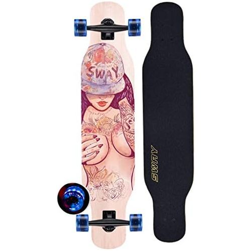  Marke: HYE-SPORT HYE-SPORT Longboard Skateboard fuer Anfanger oder Profis 42 Zoll X 9 Zoll Wide Deck Freeride Kompletter Cruiser 7-Schicht-Ahorn mit LED-Flash-PU-Rad Max. Belastung 440 Pfund