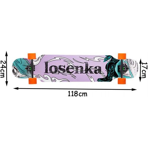  Marke: HYE-SPORT HYE-SPORT Tanzende Longboards 46-Zoll-Skateboard 8-Layer-Tricks aus Ahorn und weichen Radern fuer Anfanger (Drop Through Deck - Camber Concave)