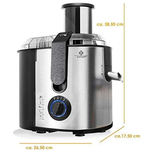  Marke: KESSER KESSER Entsafter fuer Obst und Gemuese aus Edelstahl 1100W grosse 85 mm Einfuelloeffnung inkl. Reinigungsbuerste und Saftbehalter 3 Geschwindigkeitsstufen, Saftpresse Juicer, Silber